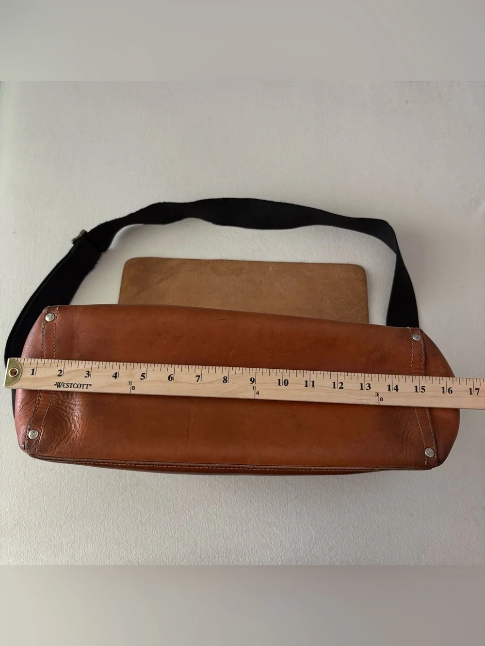 RARE Vintage Jack Spade Bridle Leather Messenger Field Bag Cognac Brown HTF